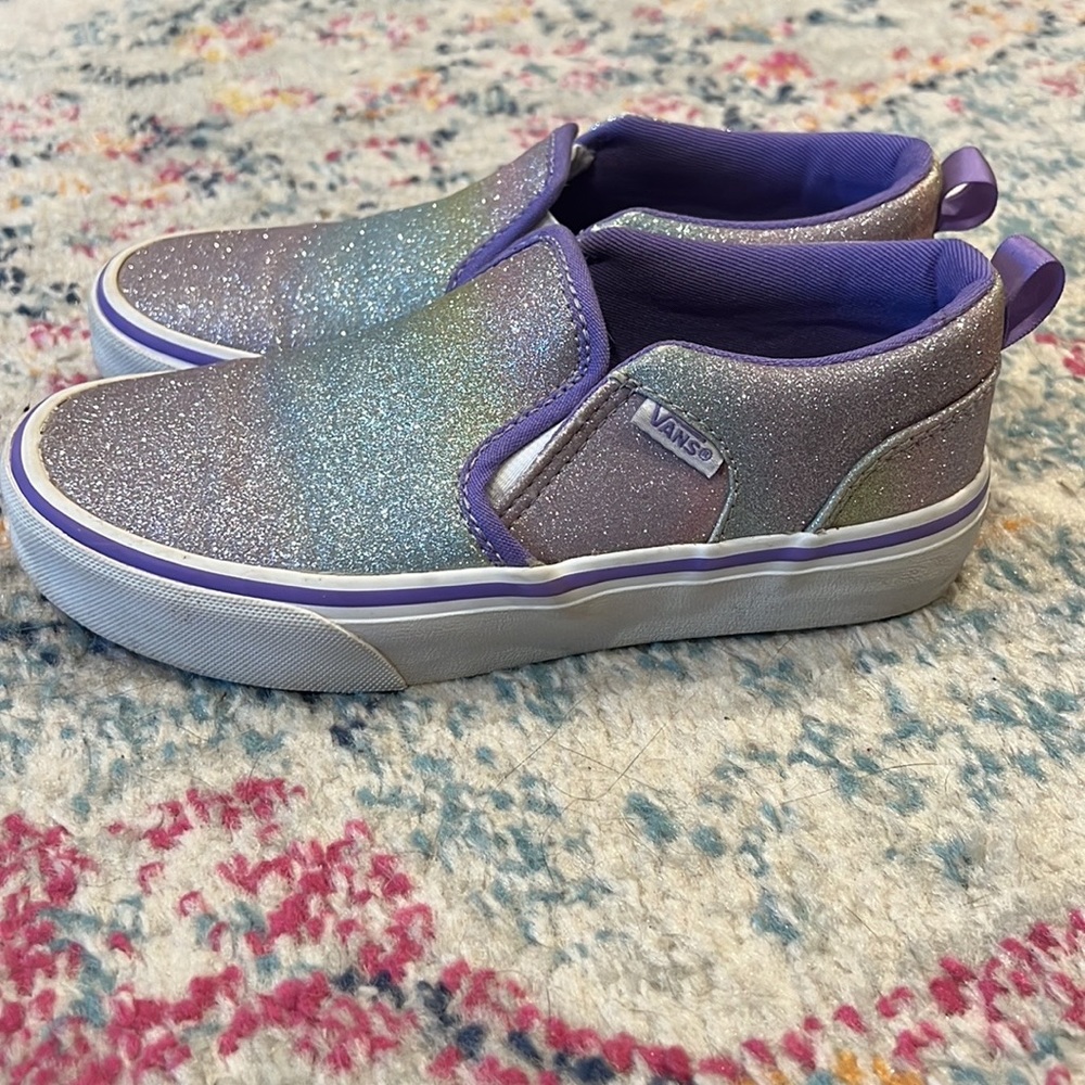 Purple-Blue Ombré Glitter Van Slip Ons